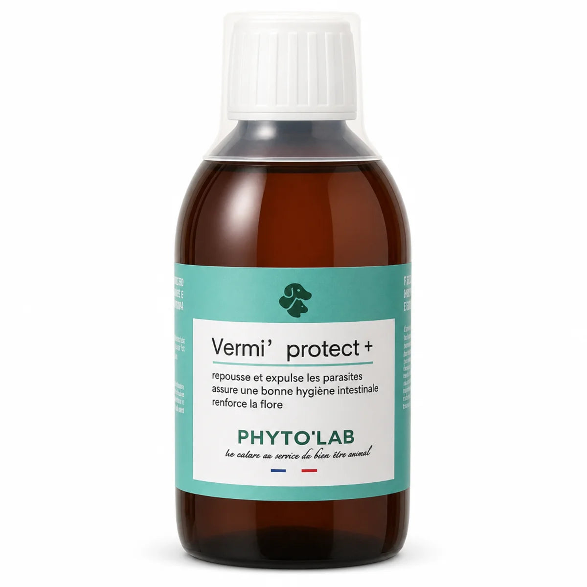 Vermi'Protect+ 200ml vermifuge liquide chien chat phyto'lab flacon verre ambré