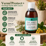 Vermi'Protect+ vermifuge liquide chien chat 200ml Phyto'Lab naturel France avec plantes médicinales