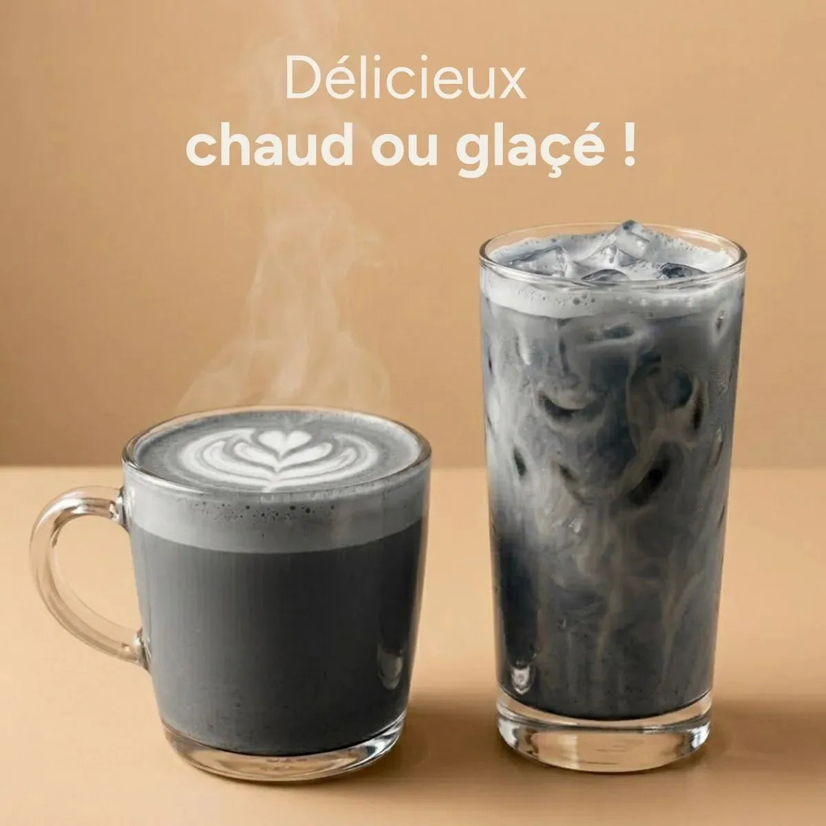 Version glacée ou chaude du black sésame latte de la marque nümorning