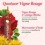 Les ingrédients qui composent les ampoules de vigne rouge de Superdiet