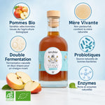 Bouteille Vinaigre de cidre bio Archie 200ml avec ingrédients et labels nutritionnels