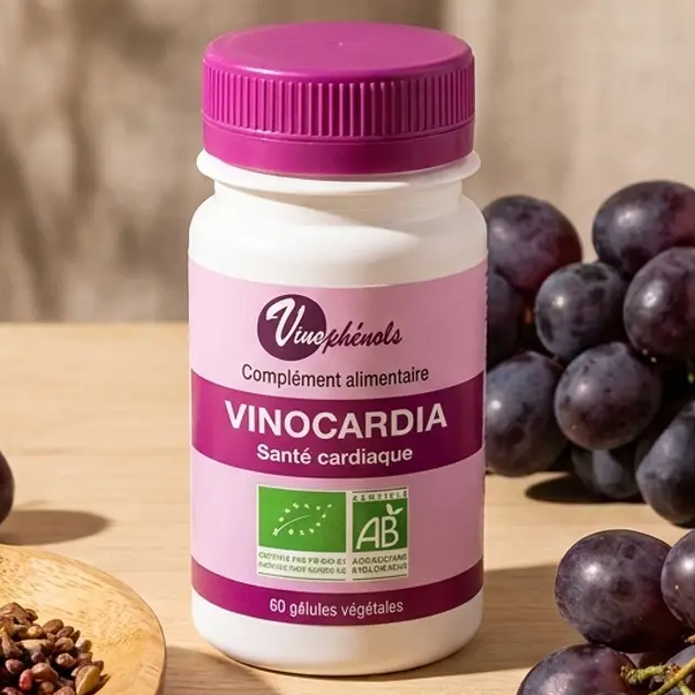 Vinocardia Bio 60 gélules avec vinophénols, raisin frais et éléments de santé cardiovasculaire