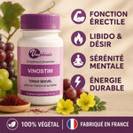 Vinostim 60 gélules vinophénols avec bénéfices érectilité libido sérénité énergie 100% végétal