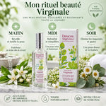 Virginale Lotion Tonique 100ml rituels matin midi soir avec fleurs botaniques et packaging Douces Angevines