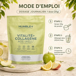 Poudre Collagène Humble+ 600g saveur Pomme-Citron avec mode d'emploi et dosage journalier