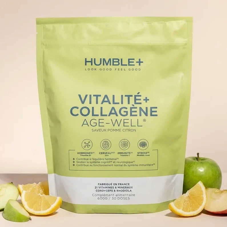 Poudre collagène Humble+ Vitalité+ 600g saveur Pomme-Citron avec fruits frais