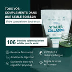 Vitalité + Collagène Humble+ pomme-citron, complément tout-en-un aux 106 bienfaits validés pour immunité, digestion et stress.