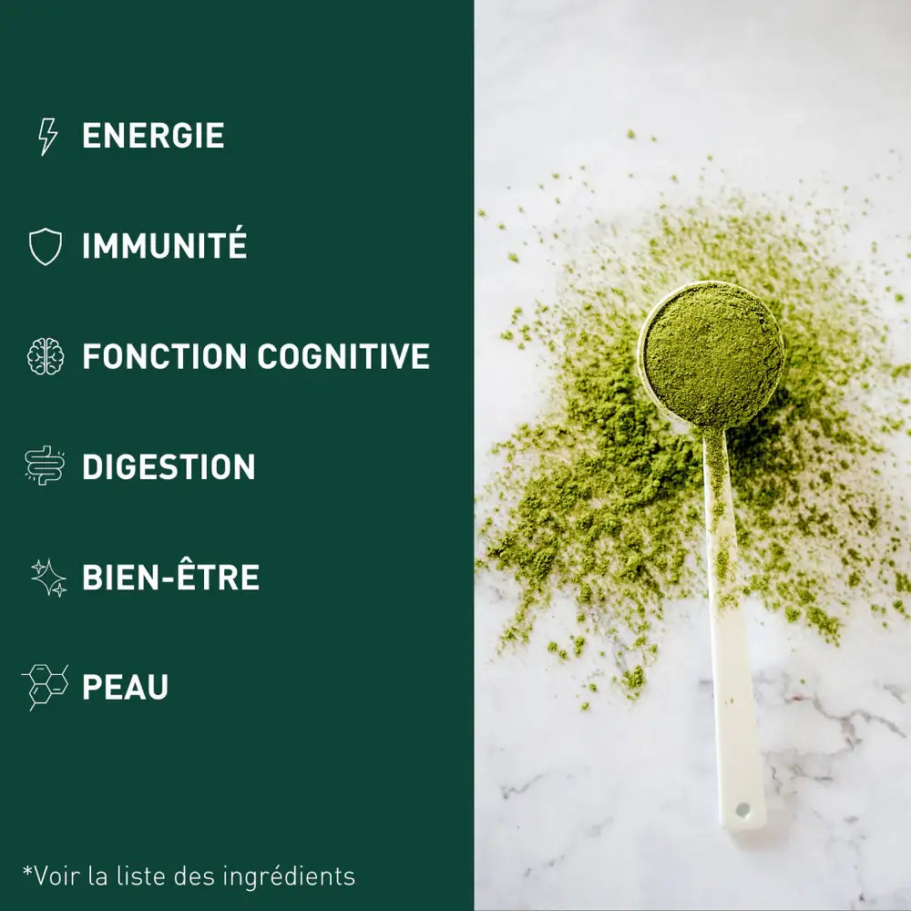 Vitalité + Collagène Humble+ pomme-citron en poudre, riche en nutriments pour énergie, immunité, digestion, bien-être et peau.