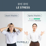 Effet anti-stress de Vitalité + Collagène Humble+ pomme-citron, comparaison avant et après la cure.