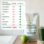 Comparatif coût des compléments séparés versus Vitalité + Collagène Humble+ pomme-citron, solution économique.