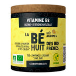 Une boite de 120 comprimés de Béhuit, la Vitamine B8 Biotine de la marque Les Bio Frères