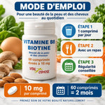 Vitamine B8 Biotine 60 comprimés Vital Osmose avec mode d'emploi et ingrédients naturels