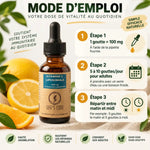 Flacon de vitamine C liposomale 1000mg Life's Code avec mode d'emploi et dosage recommandé