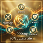 Vitamine C liposomale 1000mg Life's code - Infographie bénéfices énergie immunité absorption