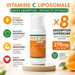 Vitamine C liposomale spray 100ml avec bénéfices: énergie, antioxydant, immunité, circulation