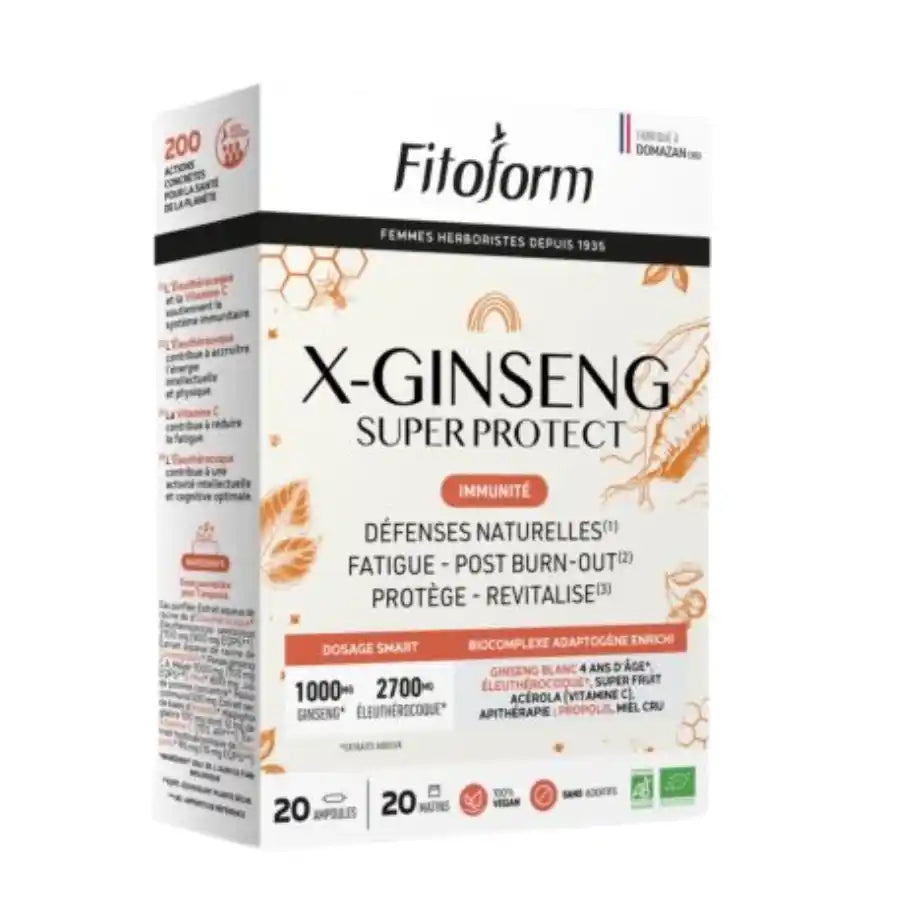 Ginseng Blanc Bio - 20 Ampoules De 10 Ml - Fitoform