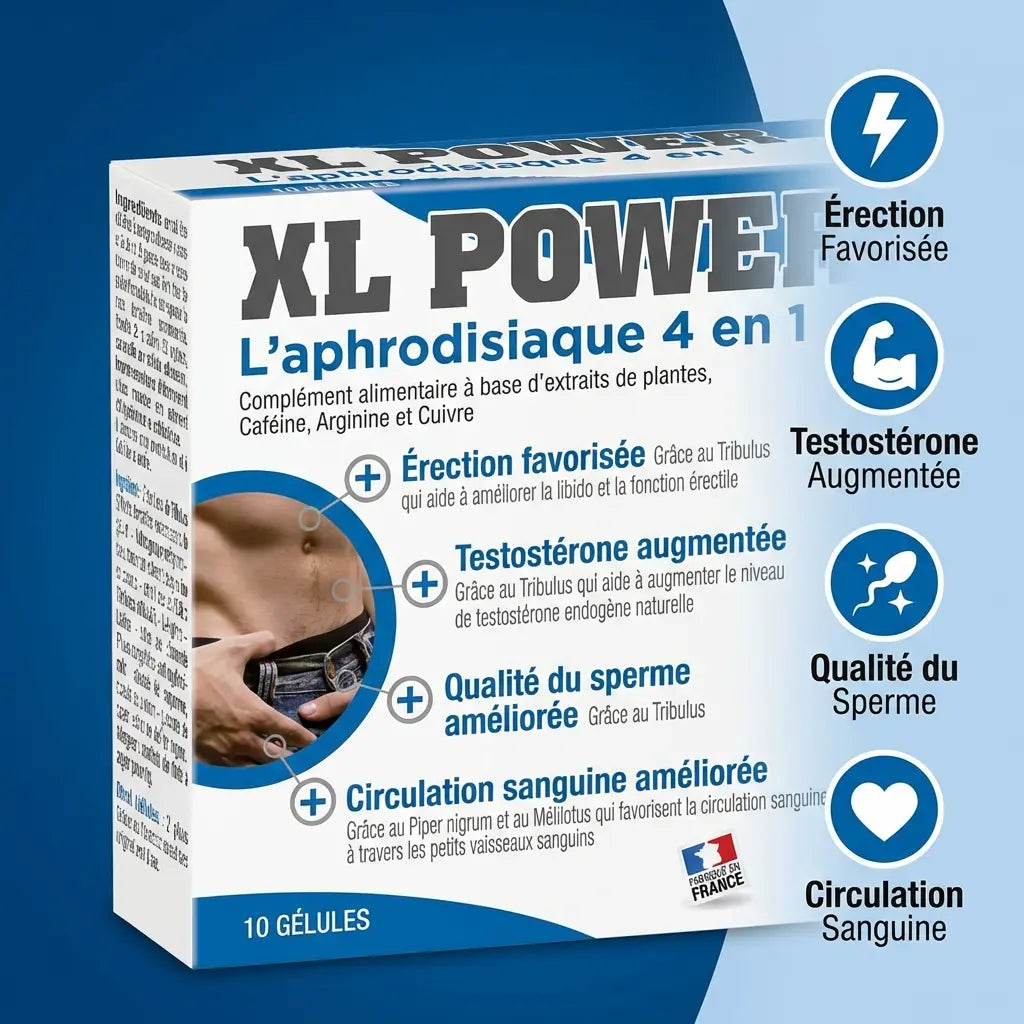 XL Power Labophyto 4 en 1 - 10 gélules aphrodisiaque avec bénéfices érection et testostérone