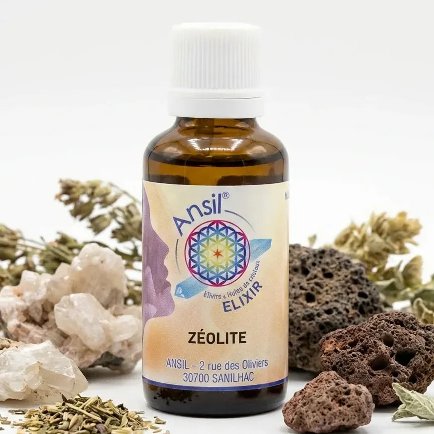 Bouteille Ansil Zéolite élixir cristal 30ml avec minéraux naturels et ingrédients botaniques