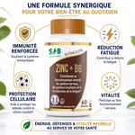 Zinc Bisglycinate + Vitamine B6 SFB - Immunité, énergie et protection cellulaire