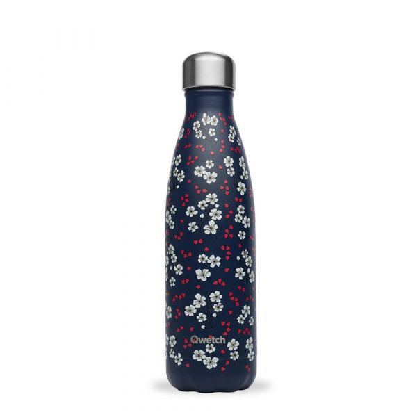 Qwetch - Bouteille isotherme Bleu, Collection Hanami - 500 ml