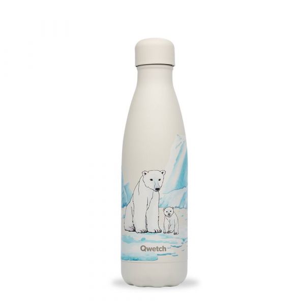Qwetch - Bouteille isotherme Ours polaire, Collection Banquise - 500 ml