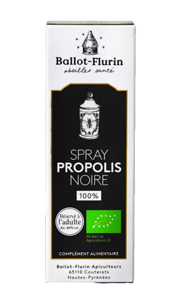 Le spray Propolis noire française 100% bio soigne tous les petits bobos et irritations du quotidien.